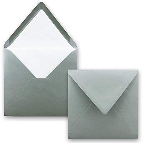 75x Briefumschläge Quadratisch 16 x 16 cm in Anthrazit (Grau) - Umschläge mit weißem Seidenfutter - Kuverts ohne Fenster & mit Nassklebung - Für Einladungskarten zu Hochzeit und Geburtstag
