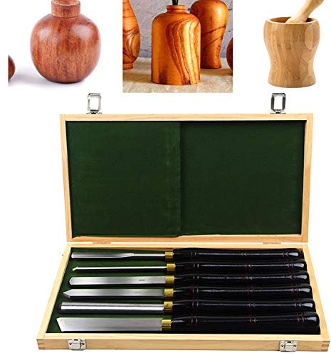 Drechselmesser Set Mit Holzkoffer, 8 Verschiedene Drechselbeitel in Einem Satz Für Das Drechseln Mit Drechselbank, HSS Drechsel-Werkzeuge, Grifflänge 246 Mm