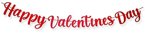 AKH® 150 cm Valentinstag-Banner | Happy Valentine's Day Brief Banner Girlande Dekoration | 18 Stück Buchstaben hängende Schnur Girlande für Valentinstag Dekorationen