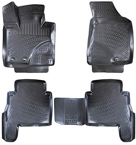 Rizline Passgenau 3D Fussmatten Auto Kompatibel mit Kia Sorento 2.Gen 2009-2014 Auto Zubehör 1. Und 2. Reihe Gummimatten Autos TPE Allwetter Geruchlos rutschfest Vorne und Hinten Schwarz