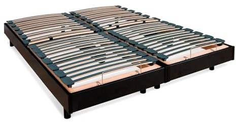 BELLECOUR Sommier Électrique 2 x 80x200 (160x200cm) 2 Places à Lattes avec tête, Buste & Pieds relevables et télécommande Filaire Modèle Flex - Fabriqué en France