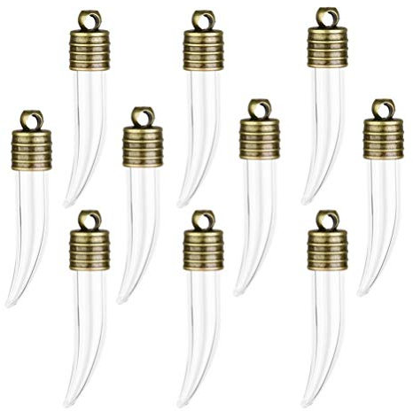 FRCOLOR Kleine Wishing Flaschen 10Pcs Glas Fläschchen Medaillon Charms Waterdrop Anhänger Wünschen Flasche