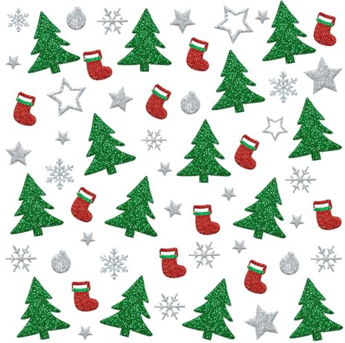 240+pcs Sticker Weihnachten Glitzer, Weihnachtssticker Selbstklebend, Weihnachts Sticker für Mitgebsel Weihnachten kinder Aufkleber Weihnachten für DIY Weihnachtsdeko Kerzen Weihnachten