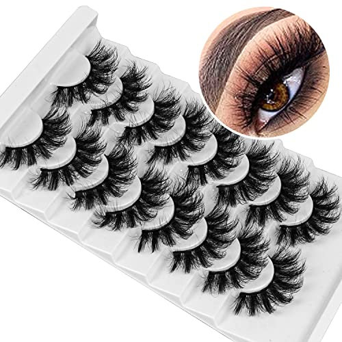 Faux Cils 8 Paires- 8D Faux Cils Naturel à la Main Ultra-Minces Cils Professionnel Cils Noir Réutilisables (QZ-12)
