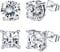 MILACOLATO 2 Paar Sterling Silber Ohrstecker für Damen Herren 18 Karat Weißgold Plattierte Ohrringe Runde Quadratische Simulierte Diamant CZ Ohrstecker