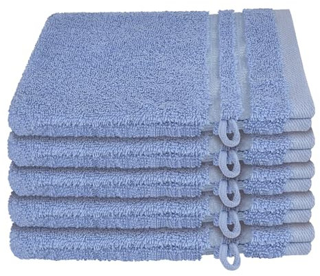 Schiesser Frottier Waschhandschuh Milano im 5er Set | 100% Baumwolle aus nachhaltiger Produktion | weich, saugstark, farbecht | 16x22cm | Hellblau