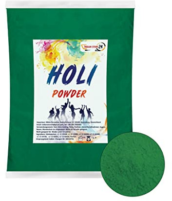 Holi Gulal, polvere solubile in acqua, Natural Festival, servizio fotografico Rangoli Colors, arcobaleno, in polvere colorata, per foto, feste, baby shower (Bottle Green 1 kg)