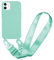MBSLFY Case Compatible with iPhone 12/iPhone 12 Pro, Liquid Silicone Protective Phone Case with Strap Adjustable Neck Cord Necklace Soft Cover for iPhone 12/iPhone 12 Pro, Mint green