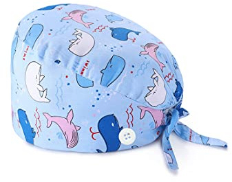 REQAG Cappello da infermiera con stampa unicorno carino 1pc con salviette per il sudore, unisex, cotone