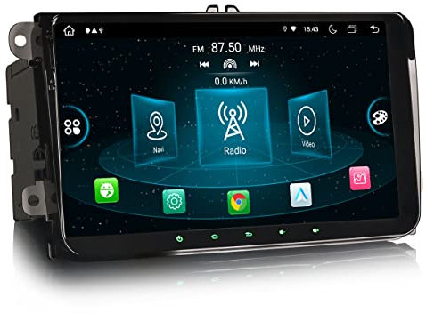 Erisin 9 Zoll Android 14 8-Kern 4GB+ 64GB Autoradio Mit GPS Navi für VW Passat B6 Golf 5/6 Touran Skoda Seat Tiguan Jetta T5 Touchscreen Kabelloses CarPlay Bluetooth Android-Auto DSP DAB+Radio WiFi