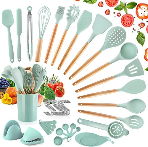 TWBEST Ustensiles de Cuisine,Set de 49 Accessoire Cuisine Set Sans BPA,20 S Crochets,Batterie de Cuisine antiadhésive