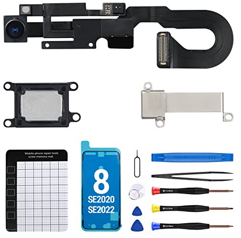 CYKJGS for iPhone 8 Ear Speaker Replacement OEM for iPhone SE 2020 with 7MP Front Camera Earpiece Module for iPhone SE 2022 with Microphone Part Ambient Light Fix Repair Tool Kit A1863 A1905 A1906