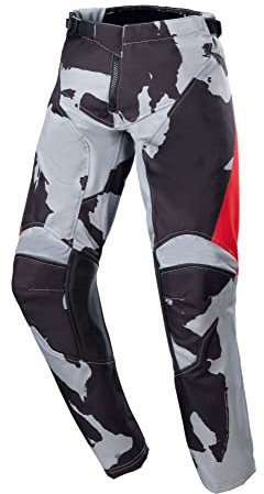 Alpinestars Pantaloni MX Racer TACTICAL per bambini, grigio, rosso, 24 per motocross, enduro