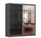 Kleiderschrank M31 mit Spiegel 203 cm, Schwebetürenschrank, Garderobeschrank Schlafzimmer; Wohnzimmerschrank; Korpus Schrank Farbe: Graphit; Farbe der Schrankfront: Schwarz Hochglanz- 2 Schiebetüren