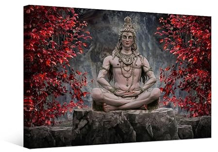 LSIUHWUWI Wanddekorationen für Wohnzimmer Lord Shiva Poster HD-Druck auf Leinwand Wanddekoration für Wohnzimmer Büro 1 Stück Hindu-Gott Lord Shiva Wandkunst gerahmt fertig zum Aufhängen 40,6 x 61 cm