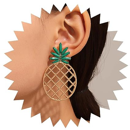 Inilbran Boho Ananas Ohrringe Vintage Smaragd Ananas Ohrstecker Ohrringe Grün Kristall Ananas Ohrringe Gold Ananas Übertrieben Ohrringe Schmuck Für Frauen Und Mädchen