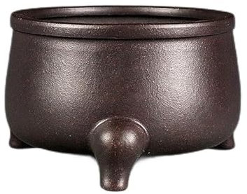 Bonsai Pot unglazed Round Shape 4.5 inch Refined Hand-Made by China Folk Old Artists Made of Famous Yixing Clay for Home Garden Bonsai Living.