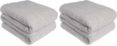 Brentfords Teddy Fleece Blanket Large Throw Over Bed Plush Super Soft Warm Sofa Bedspread, Silver Grey - 125 x 150 cm (Pack of 2)