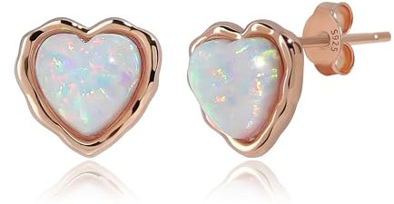 Meissa Orecchini Donna Argento 925 Orecchini Cuore Orecchini Opale Oro Rosa Orecchini Neri Ipoallergenico Gioielli Regalo Donna Compleanno, Oro rosa