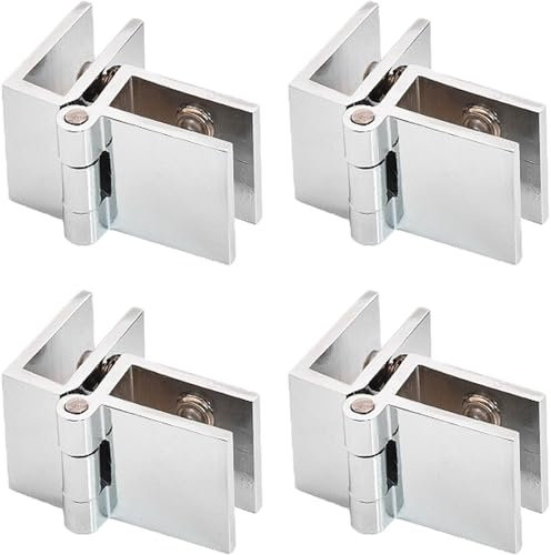 CTForest 4 Cerniera Anta Vetro 90 Gradi, Cerniera a Clip per Porta, Pezzi Cerniere per Porte in Vetro, MMontaggio laterale su vetro, utilizzato per fissare ante in vetro in armadi, docce, ecc.