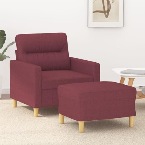 SKM Sessel mit Hocker Weinrot 60 cm Stoff,19,8 KG,3201071,Color: Rot