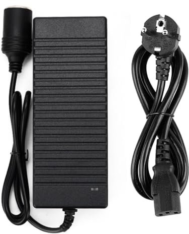 Gobesty 180w/15a 12v kfz netzadapter, spannungswandler 220v auf 12v, Adapter zigarettenanzünder Steckdose für kühlbox, Gleichrichter mit Zigarettenanzünder Buchse für Kompressor LED Lampen und Lüfter