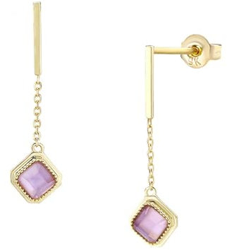 ANAZOZ Ohrstecker Gold 750, Ohrringe für Hochzeit Damen Kette mit Amethyst Ohrringe Damen