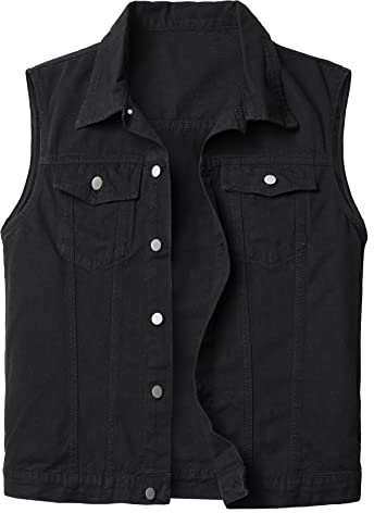 KTWOLEN Gilet Jeans Uomo Vintage Smanicato da Moto Denim Giacca Senza Maniche da Lavoro