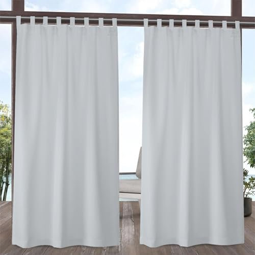 Linfye Outdoor Vorhang Wetterfest, Graues Cyan Outdoor Vorhänge Wasserdicht mit mit Abnehmbaren Schlaufen, Outdoor Gardinen für Draussen Terrasse Balkon Pavillon Pergola 1er Set B 132 x H 240 cm