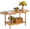 Aibiju Wooden Tea Table Splicing Design, 2 Tier Coffee Table for Living Room, 35x16x17inch TV Table Stand with Storage Shelf Natural Wood Color YD-011N