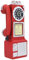 Retro Telefon Ornament, Wandmontage, Vintage Stil, Drehbar, Klassisches Zifferblatt, Münztelefon Modell, Dekoration für Zuhause, Café, Hotel (Rot)