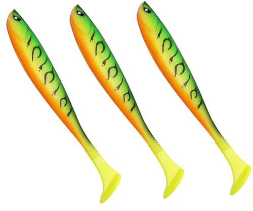 Kit de leurres de pêche au bar, leurres de pêche pour eau douce et eau salée - Appâts de poisson souples en PVC à queue en T,Swimbait Leurres souples réalistes pour doré, eau salée, bar, truite, broch
