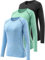 Ullnoy 3 Pack Women's Long Sleeve Gym Tops Quick Dry Workout Running T Shirt Breathable Yoga Sports Crew Neck Thermal Undershirt Black/Green/Blue M