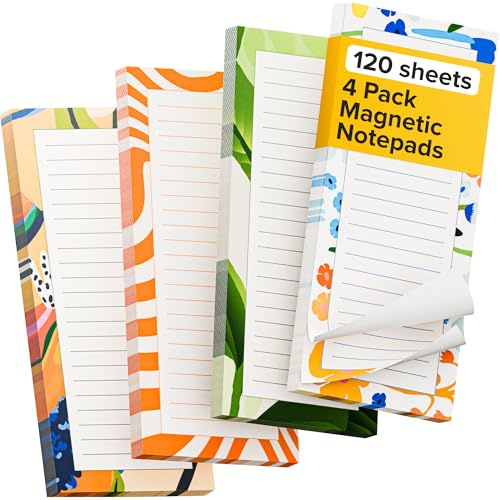 X-BET MAGNET Magnetic Notepads for Refrigerator 4 Pack 30 Sheets, 70g Double gummed Paper with Color Printing