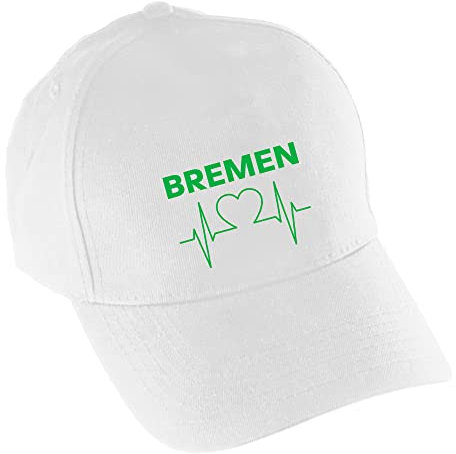 multifanshop Baseballcap - Bremen - Herzschlag - Druck grün - Mütze Größe one Size weiß