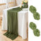 DecorMommt Tischläufer Dunkelgrün Hochzeit Tischläufer Chiffon Weihnachten Dekorativ Stoff Tischdecke Herbstdeko Boho Tisch läufer für Ugeburtstag Esszimmer Party, 77 x 300 cm 2 Stück