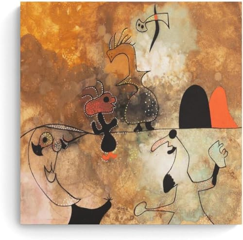Orjdjz Wxkbl Berühmte Joan Miro Poster und Drucke《Der Morgenvogel》Joan Miro Wandkunst Joan Miro Leinwandmalerei für Wohnzimmer Wandbild Dekor 50x50cm rahmenlos
