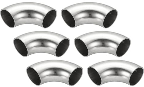 PATIKIL 6 Stück Edelstahl Rohrbogen 90 Grad Bogen, 30mm ID Stahl Auspuffbogen Auspuffrohrverbinder Edelstahlbogen 304 Edelstahl Rohr für Auspuffrohr Treppengeländer Auto HVAC