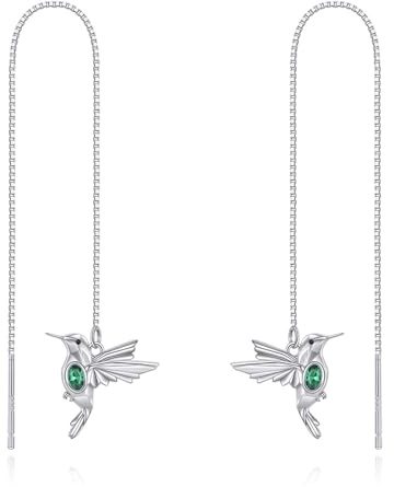 925 Sterling Silber Kolibri Ohrringe Damen Fallen Hängend Drop Threader Ohrringe für Mädchen