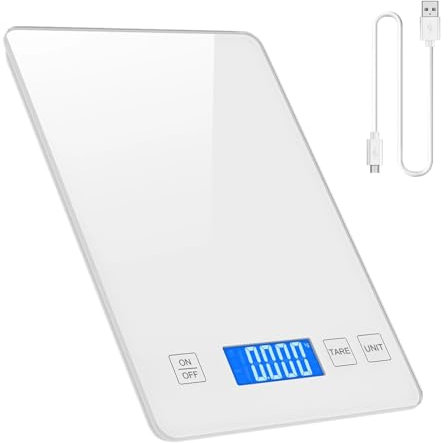 Digital Scales, Digital Kitchen Scale 1g-10kg Food Scale Waterproof Tempered Glass Platform High Accuracy Multi-Function Scale, Multifunctional Scale(Bianco)