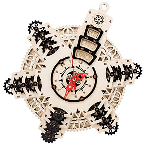 JOINPAYA DIY Holzpuzzle Uhr Bausatz Holzkalender Uhr DIY Modellbausatz Für Junge Mädchen Und Erwachsene Dekorative Mechanische Holz Zum Selbstbauen Für Wohnzimmer Büro Schlafzimmer