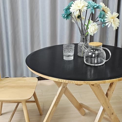 Tischdecke Rolle Runde 68cm - Tischfolie Matt Schwarz Nach Maß 2mm - Wasserabweisende Pflegeleicht und Abwischbar Glasplatte Tisch für Tischunterlage/Stuhlunterlage