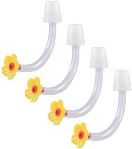 Hummingbird Feeding Tube - 4Pieces Floral Hummingbird Feeder Tubes And Stoppers | Multi-Use Feeding Ports With Leak-Resistant Tips, Durable Stopper Kit For Feeders In Garden, Backyard,