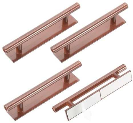 sourcing map 4 Pack Self-Stick Push Pull Helper, 6 Inch Plastic Adhesive Cabinet Handles Round Stick-on Handle for Kitchen Cabinet Window Sliding Closet Door Wardrobe(Rose Gold)