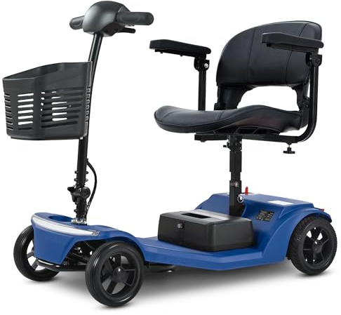 Discover Mobility Pilot 2026 Design Portable Mobility Scooter, 4mph, 136kg Weight Capacity, LED Headlight, Removable Battery (Blue)