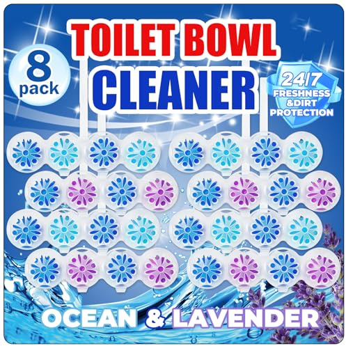 SCENTORINI Toilet Rim Block 8‑Pack Rim Hanger – Powerful Deep Clean & Long‑Lasting Fresh Ocean & Lavender Scent – Toilet Bowl Cleaner for Daily Flush, Anti‑Limescale & Odour Control