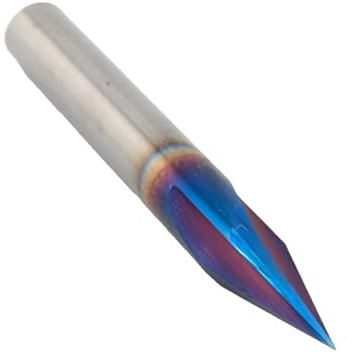 30 Degree Engraving V Groove Router Bit, 1/4 Inch Shank TiAlN Coated Carbide V Bit, 3 Flute Chamfer End Mill for CNC Engraving, Chamfering, Lettering, Sign Making, Wood, MDF, Acrylic, Aluminum