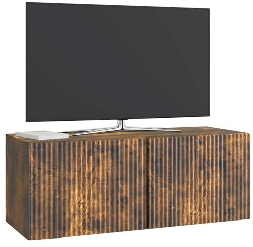 vidaXL Wandmontierter TV-Schrank Geräucherte Eiche 78,5 x 31 x 30 cm, Wohnzimmer, Moderne Entertainment-Wand, rechteckige TV-Konsole, stylischer Stauraum, hängender Schrank