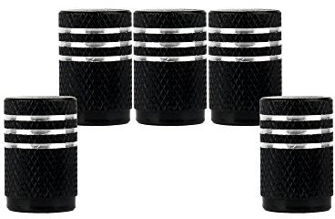 SENZEAL 5 x Silber um Motorrad Ventil Kappen Aluminium Reifen Kappen Schwarz
