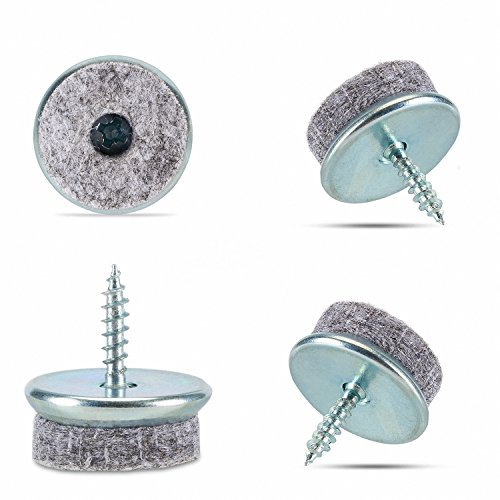 Incutex 20x Filzgleiter rund Ø 22 mm zum Schrauben Möbelgleiter Möbel Pads Stuhlgleiter Bodengleiter Furniture Pads, grau